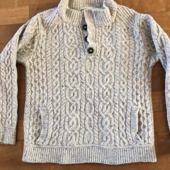 Aran Crafts Irish cable crewneck with 4 front buttons & pockets size XS - Picture 5 of 11